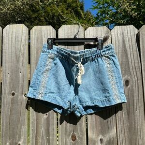 LOFT Light Blue High Waist Women's Shorts with Embroidery